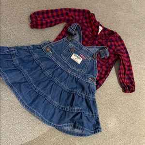 Overall ruffle jean dress